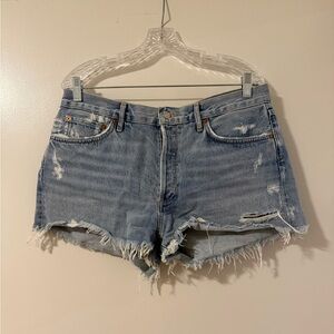 Agolde Light Blue Distressed Jean Shorts